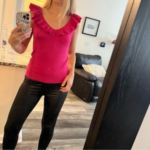 Knit Sofia Vergara ruffle top NWT XS